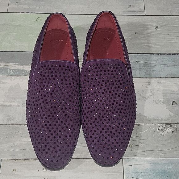 Enzo Purple Bling Sparkle Dress Tux Shoes sz 10 - Picture 1 of 6